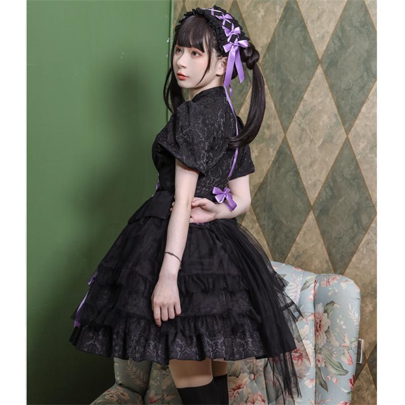 中華ロリータ ワンピース ドレス 半袖 メイド服 ゴスロリ 中華ロリータ ワンピース ドレス 半袖 メイド服 ゴスロリ