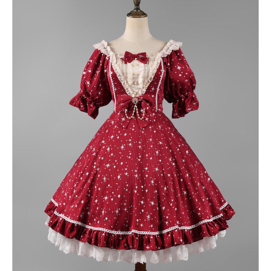 ロリィタ ロココ調 ワンピース ドレス 半袖 かわいい クラシカル