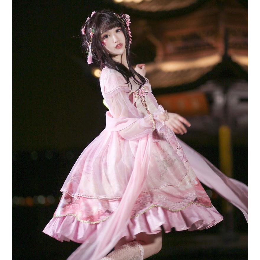 中華ロリータ 桜 幻想的 ゆめかわいい ロリィタ ワンピース コスプレ