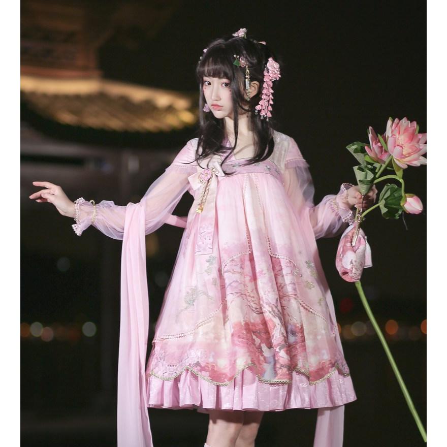 中華ロリータ 桜 幻想的 ゆめかわいい ロリィタ ワンピース コスプレ
