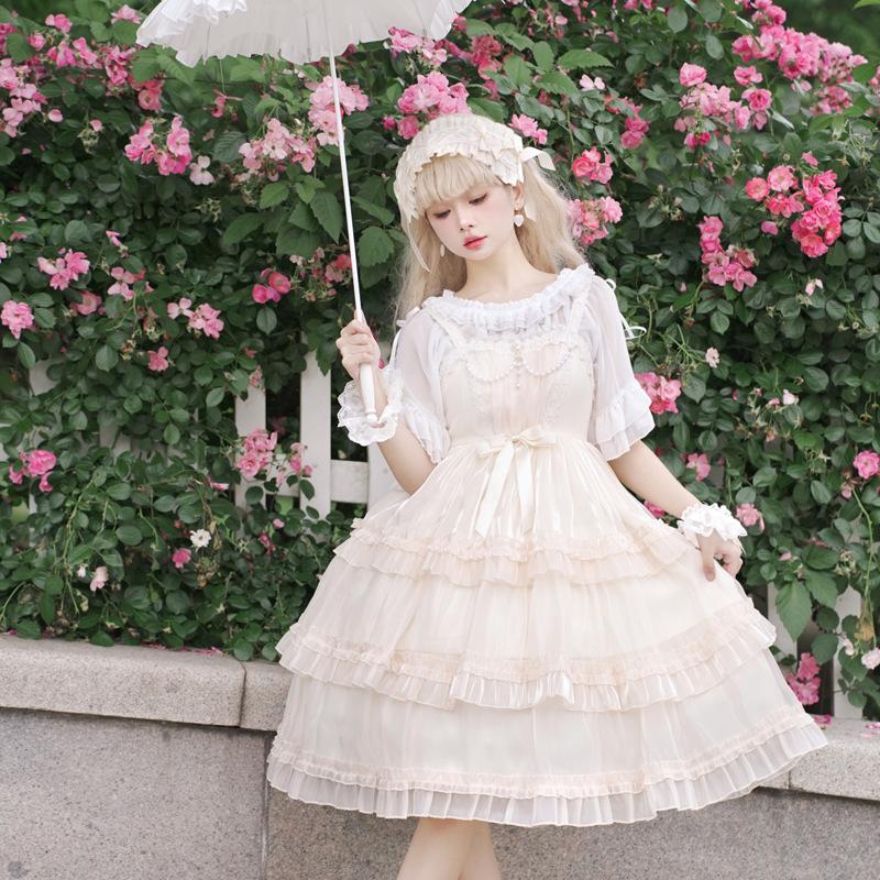 ロリータ Lolita ジャンパースカート ノースリーブ ワンピース ドレス 可愛い リボン フリル ふんわり 春夏 ゴシック ゴスロリ｜alicedoll｜02