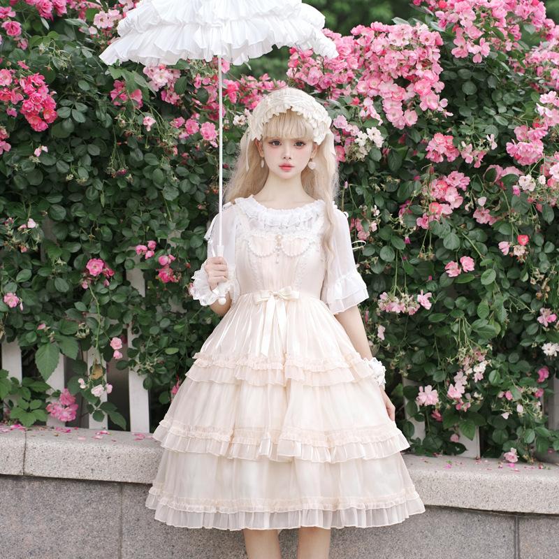 ロリータ Lolita ジャンパースカート ノースリーブ ワンピース ドレス 可愛い リボン フリル ふんわり 春夏 ゴシック ゴスロリ｜alicedoll｜03