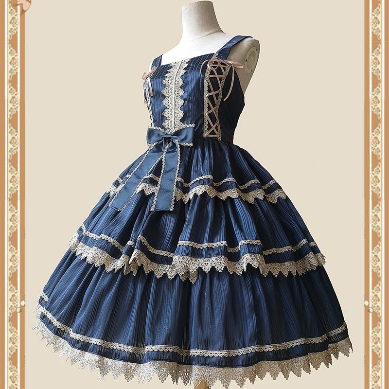 ロリータ ジャンスカ ワンピース ネイビー 華ロリ M 【DearCeline】 ロリータ ジャンスカ ワンピース ネイビー 華ロリ M