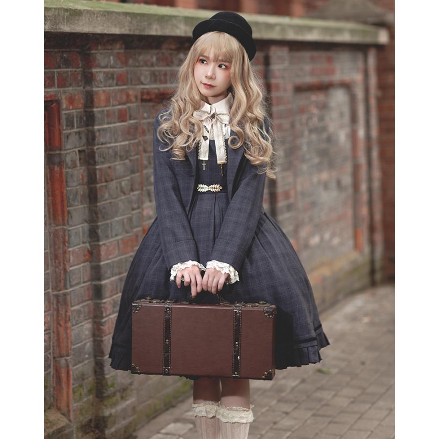 ロリィタ 秋冬 制服 学園風 チェック柄 ジャンパースカート ワンピース