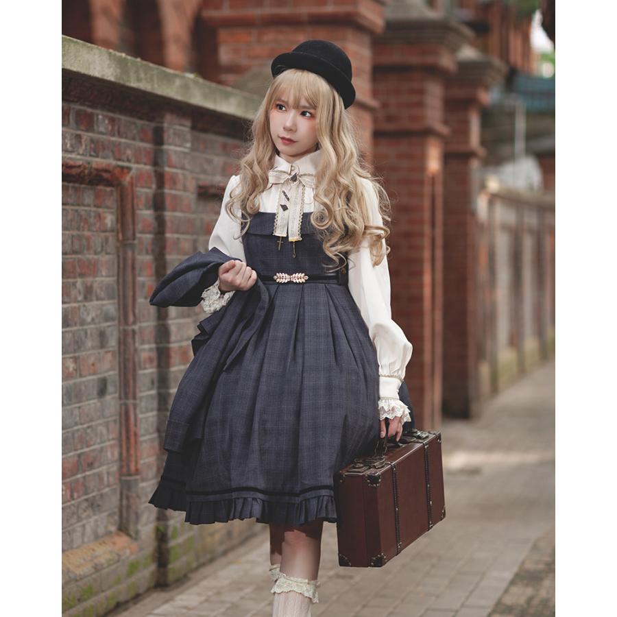 ロリィタ 秋冬 制服 学園風 チェック柄 ジャンパースカート ロリィタ 秋冬 制服 学園風 チェック柄 ジャンパースカート
