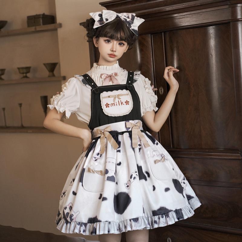 ロリータ ワンピース 牛柄 かわいい ジャンパースカート ドレス  