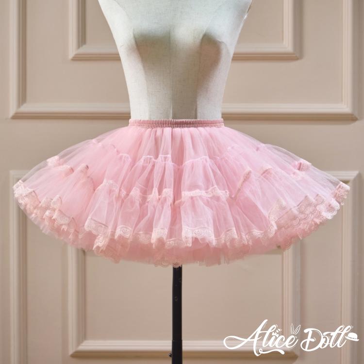 3層チュール パニエ レース付き ロリータ フリル ボリューム 選べる丈