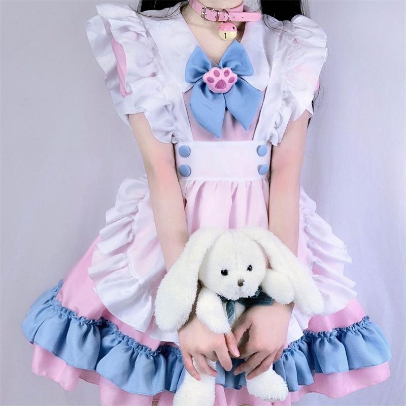 ロリータ 甘ロリ ワンピース エプロン メイド ヘアドレス セット 半袖 メイドカフェ 萌え 猫 肉球 Xs 4xl A Alice Doll 通販 Yahoo ショッピング
