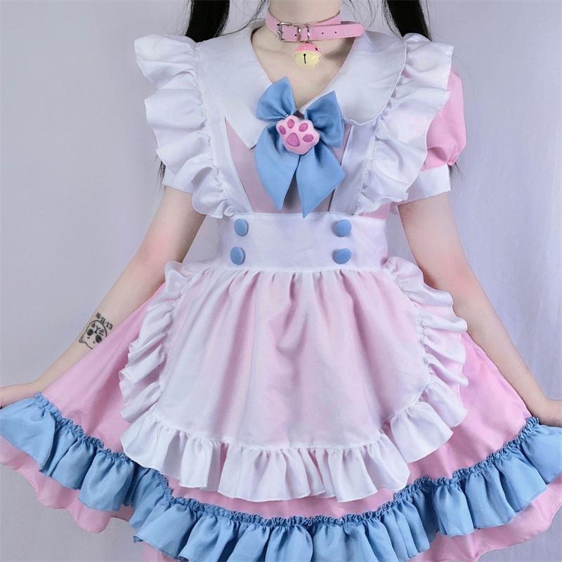 非売品 22新品アリス風メイド服甘ロリ可愛い柄カフェワンピース コスプレ 変装 仮装 Www Mundojs Com Br