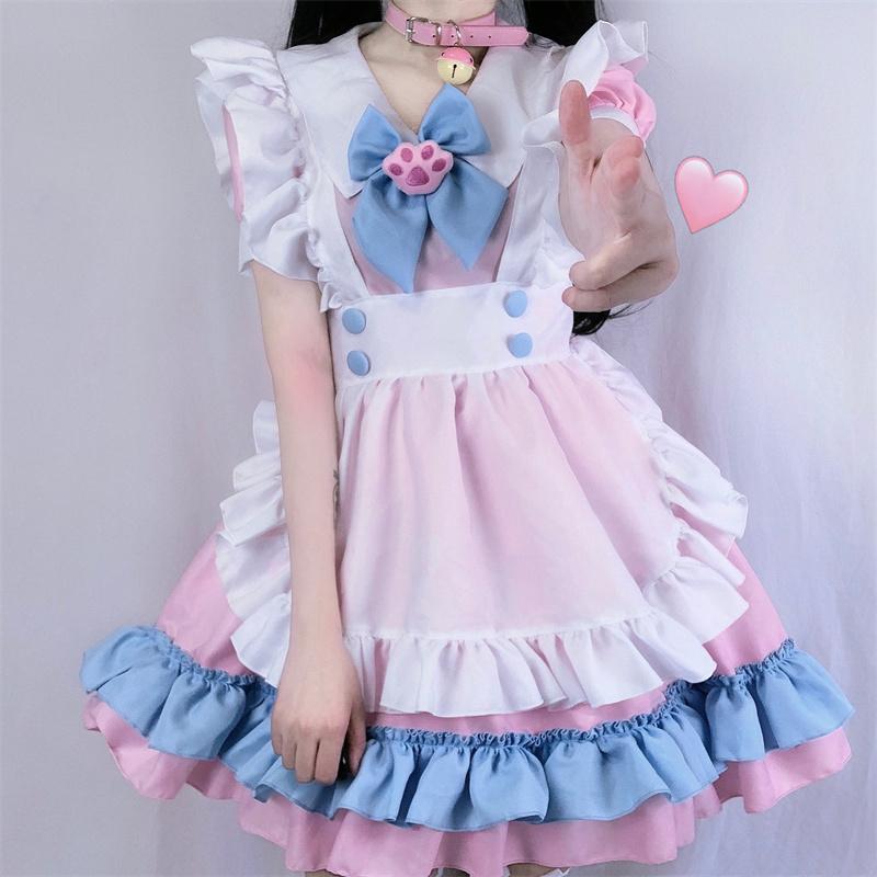 非売品 22新品アリス風メイド服甘ロリ可愛い柄カフェワンピース コスプレ 変装 仮装 Www Mundojs Com Br