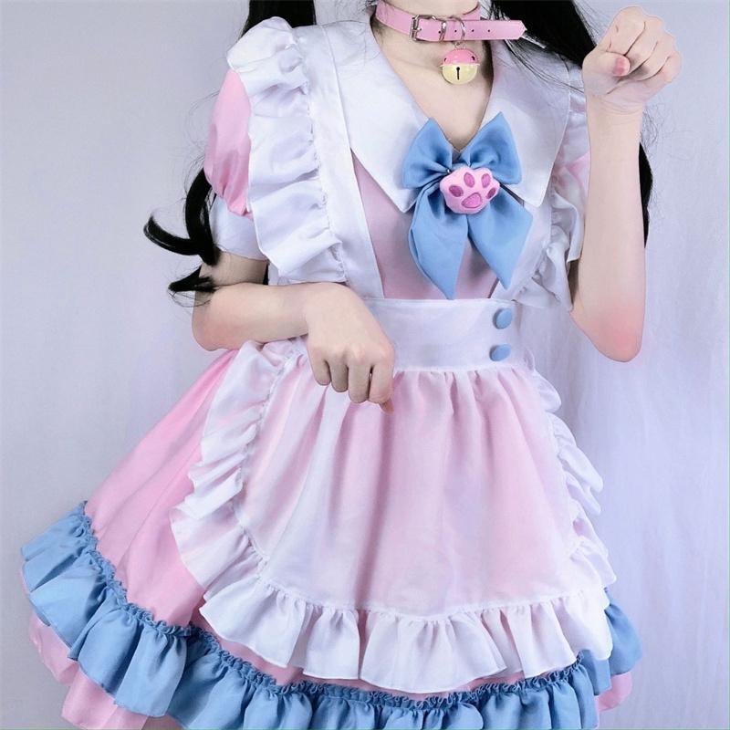 非売品 22新品アリス風メイド服甘ロリ可愛い柄カフェワンピース コスプレ 変装 仮装 Www Mundojs Com Br