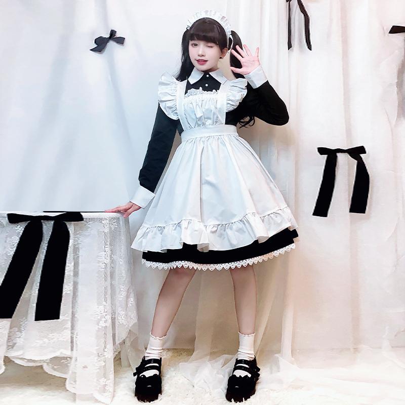 即納 高品質 メイド服 ワンピース 長袖 コスプレ ロリータ クラシカル