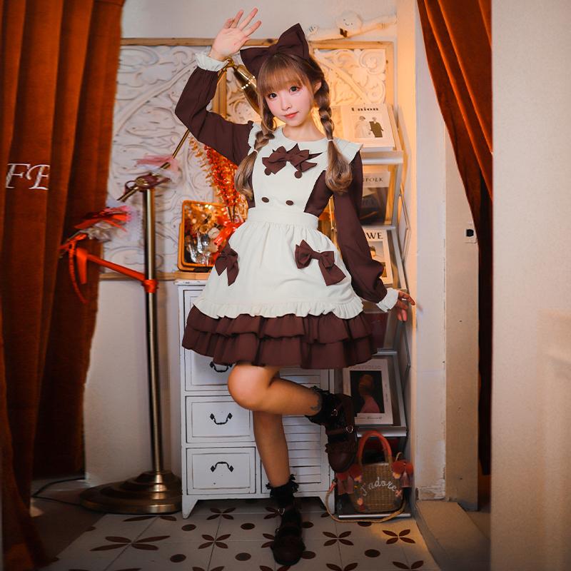 メイド服 コスプレ ロリータ かわいい 3点セット エプロン 甘ロリ 