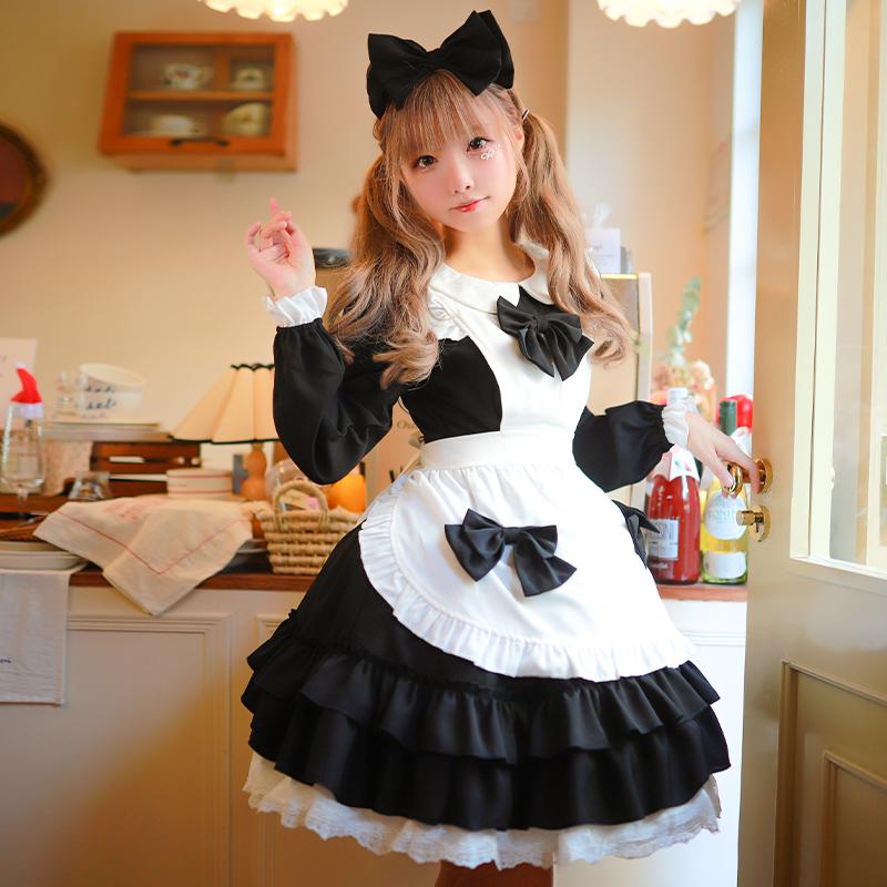 メイド服 コスプレ ロリータ かわいい 3点セット エプロン 甘 メイド服 コスプレ ロリータ かわいい 3点セット エプロン 甘