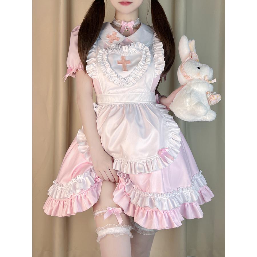 メイド服 ナース 看護師 コスプレセット ロリータ セクシー 可愛い 十字架 クロス ゆめかわいい キュート ハート｜alicedoll｜10