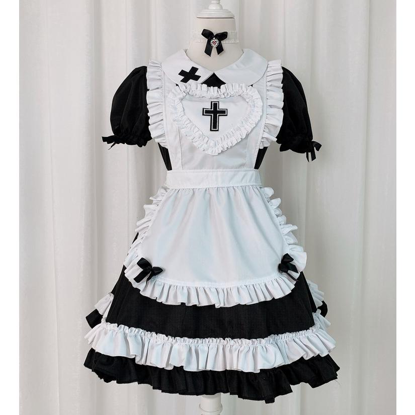 ロリータ コスチューム ハロウィン セット スカート メイド服 ゴシック