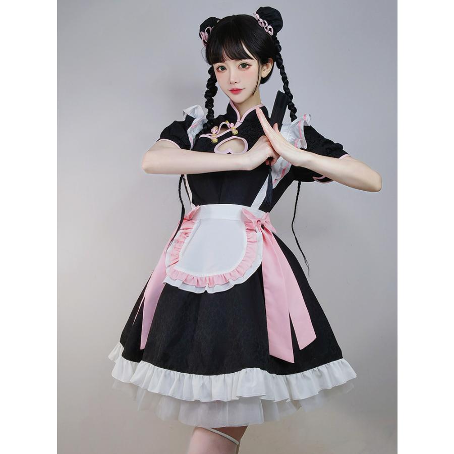 ゆめかわいい 中華風 メイド服 ロリータ チャイナ服 チャイナドレス  