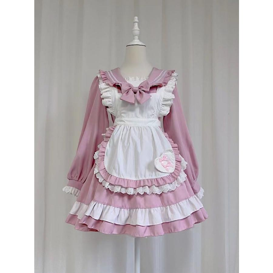 【新品】ハンドメイド セーラーメイド服 メイド服 セーラー ワンピース セーラー服 メイド 制服 ロリータ