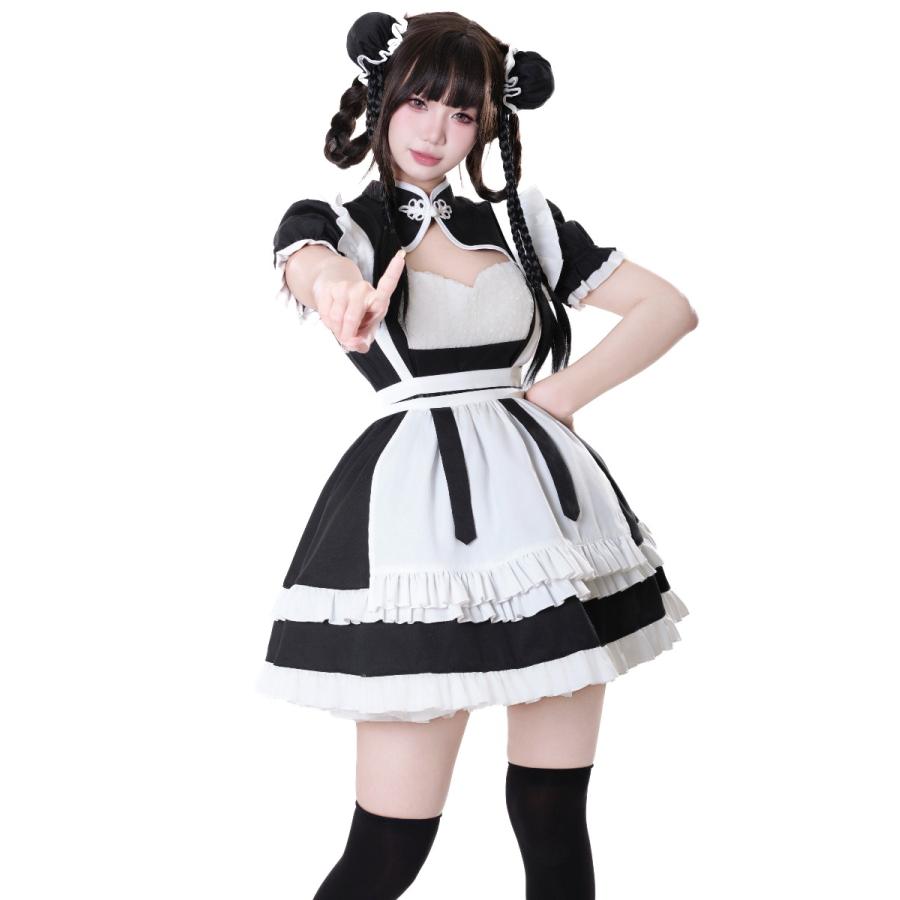 メイド服 ゆめかわいい 中華風 メイド ワンピース エプロン 髪 メイド服 ゆめかわいい 中華風 メイド ワンピース エプロン 髪