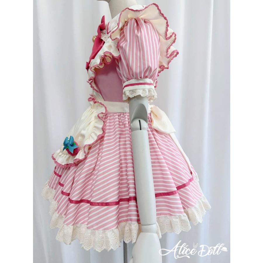 メイド服 ワンピース エプロン セット 半袖 レース フリル 甘ロリ 