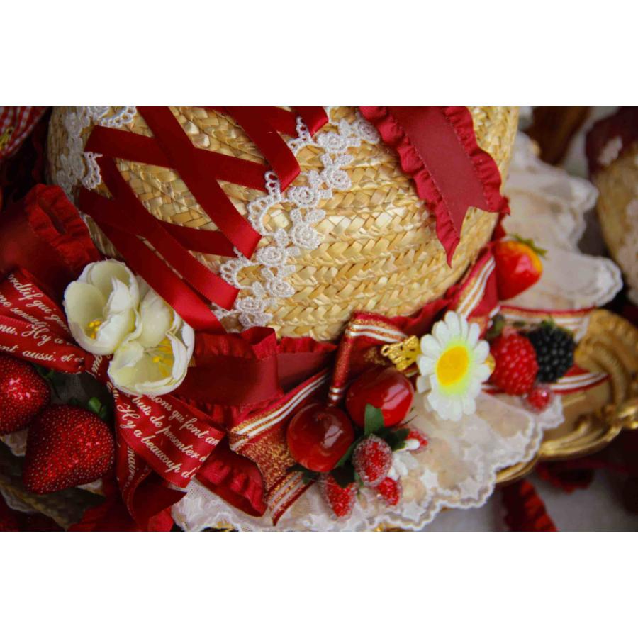 ロリータ 麦わら帽子 帽子 レディース ヘアアクセサリー いちご