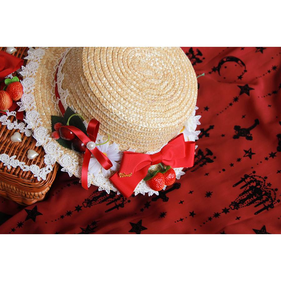 100％本物 最後の１点 ボンネット ロリータ レースリボン 麦わら