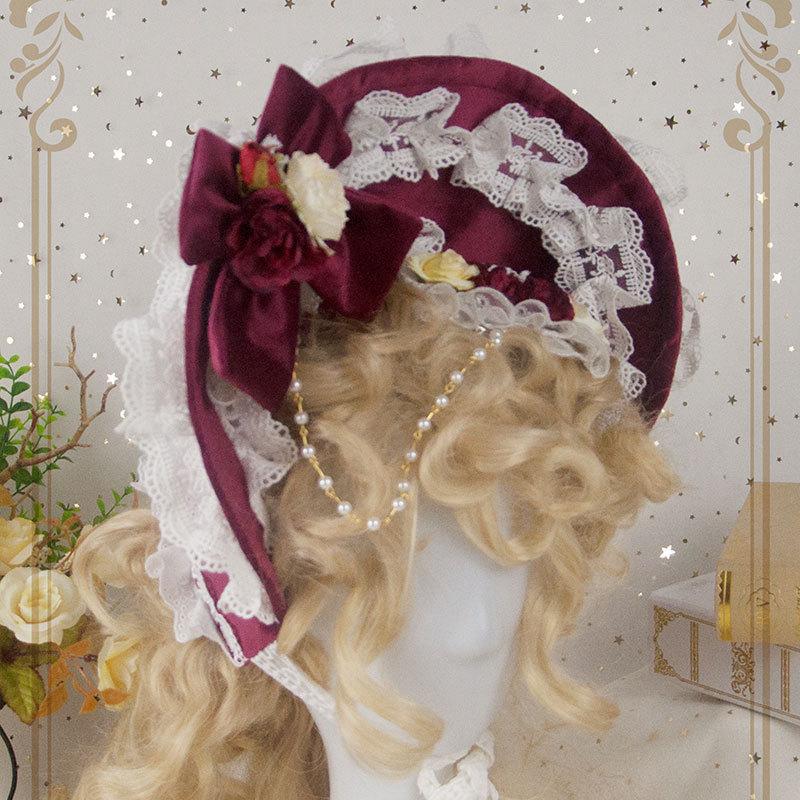 ロリータ 帽子 ボンネット Lolita ゴスロリ コスプレ ヘッドドレス レディース 耽美 ワインレッド A Alice Doll 通販 Yahoo ショッピング