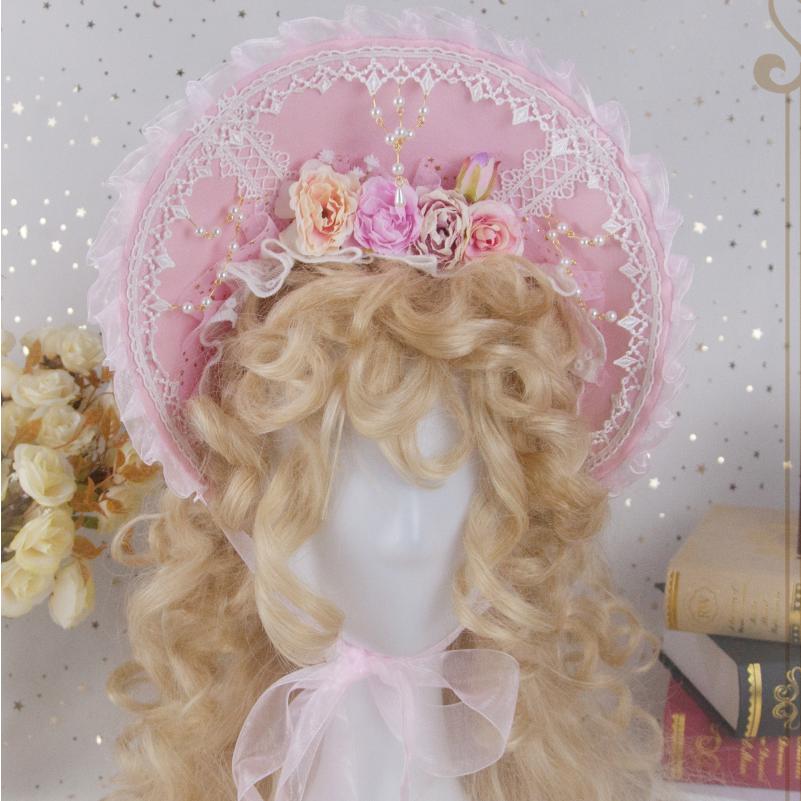 ❁ハンドメイドドール❁お人形❁ロリータ❁ロリータボンネット❁春❁ピンク ロリータ 帽子 ボンネット ピンク ロリィタ クラロリ 甘ロリ ゆめ