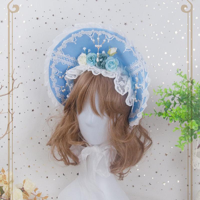 ロリータ ジャンパースカート 水色 カチューシャ ボンネット LIZLISA ロリータ ジャンパースカート 水色 カチューシャ ボンネット