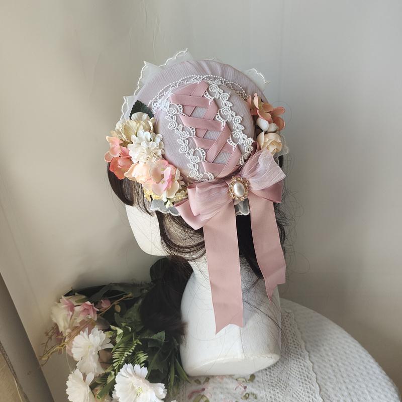 帽子 レディース ロリータ ハンドメイド シルクハット レッド ピンク