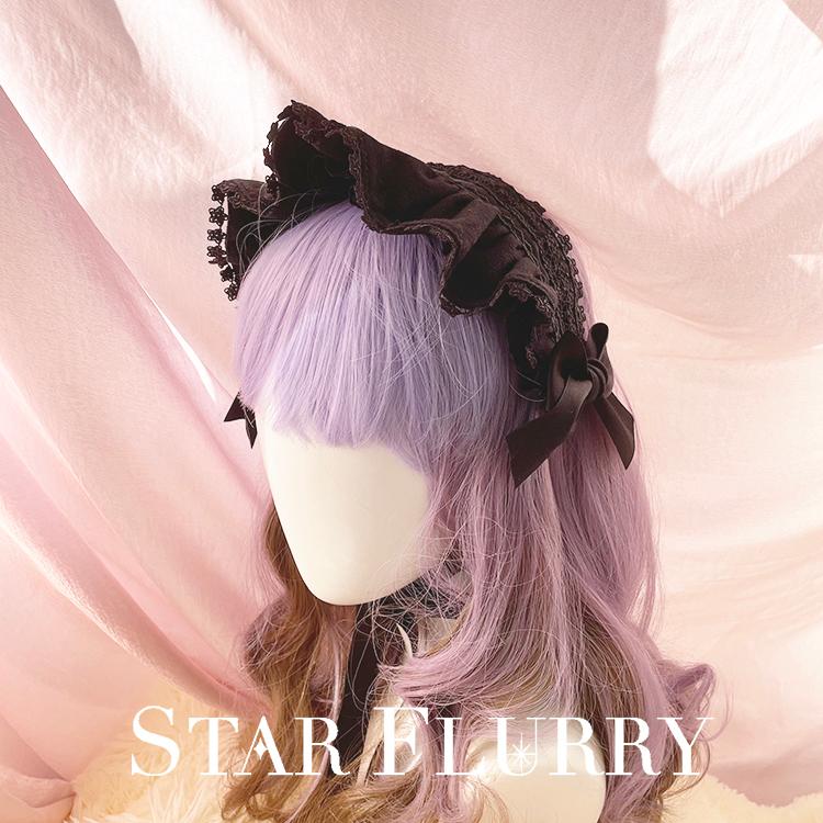 ロリータ ボンネット クラロリ ゴスロリ 帽子 リボン スター 星