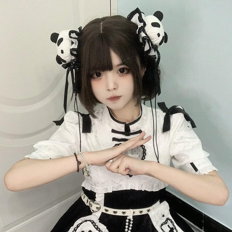 ロリータ 髪飾り パンダ 中華風 ヘアアクセ ゆめかわいい 中華ロリ 華