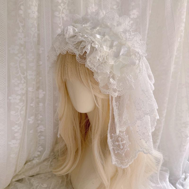即納 ロリータ Lolita ヴェール付き ヘアバンド ヘッドドレス