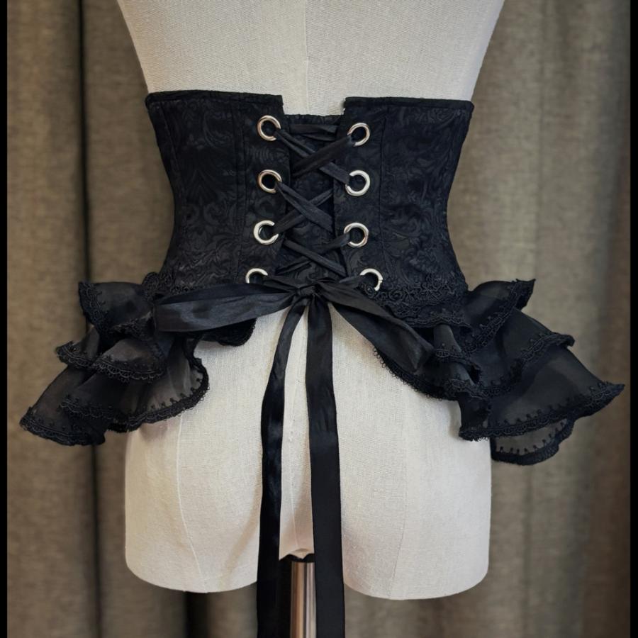 ゴシック ゴスロリ コルセット ベルト ボーン入り 編み上げリボン