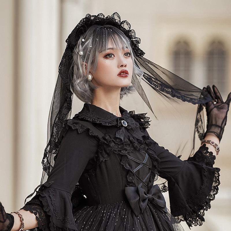 は自分にプチご褒美を ヘッドドレス 黒 ゴスロリ カチューシャ レース リボン 十字架 可愛い パール ヘッドドレス 黒 ゴスロリ カチューシャ レース リボン 十字架 可愛い パール