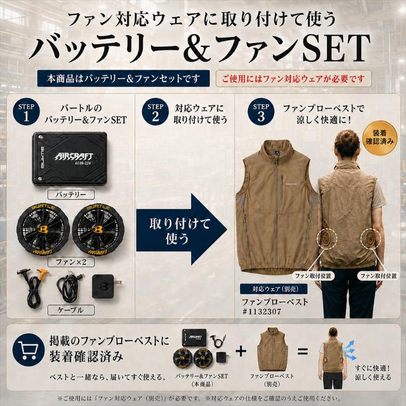 2026年新作 30V 水洗いOK バートル ファン付き作業服用電池セット