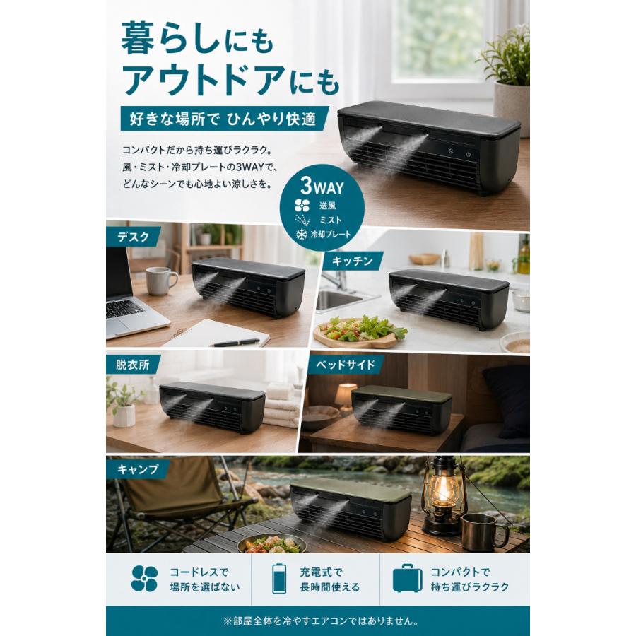 1位獲得 2026最新モデル 冷却プレート 搭載 ミスト ミニクーラー 空調