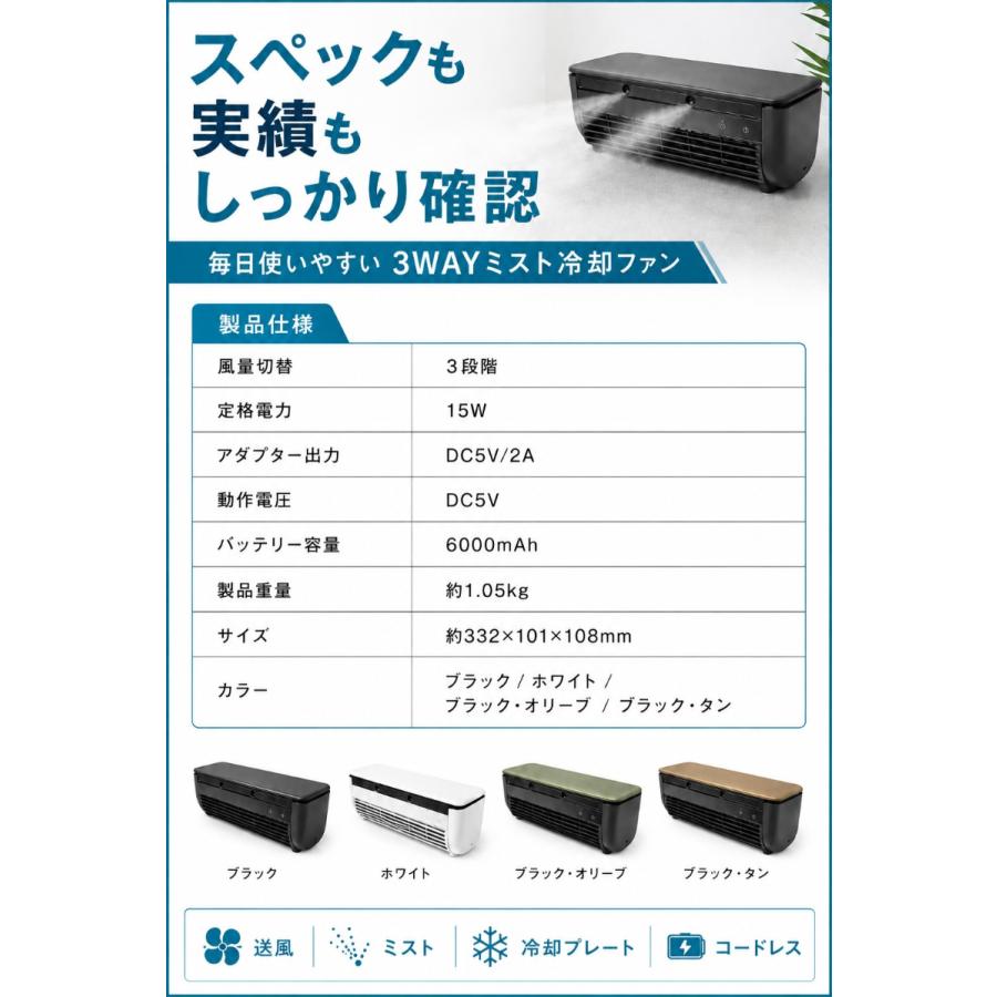 1位獲得 2026最新モデル 冷却プレート 搭載 ミスト ミニクーラー 空調