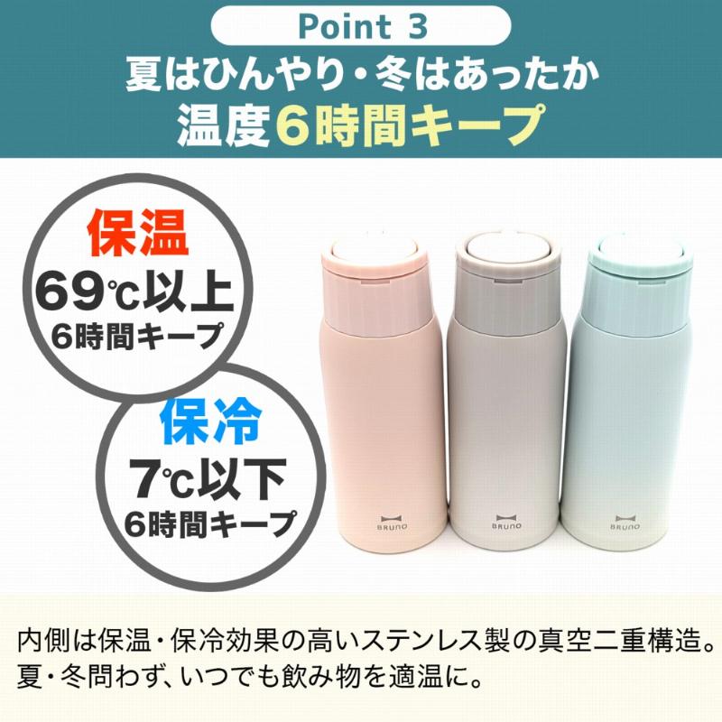 BRUNO（ブルーノ） 名入れ対応 軽量ステンレススクリューボトル 350ml