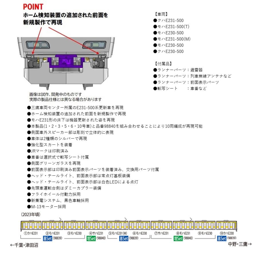 セット販売】No:98839 TOMIX E231-500系(中央・総武線各駅停車・更新