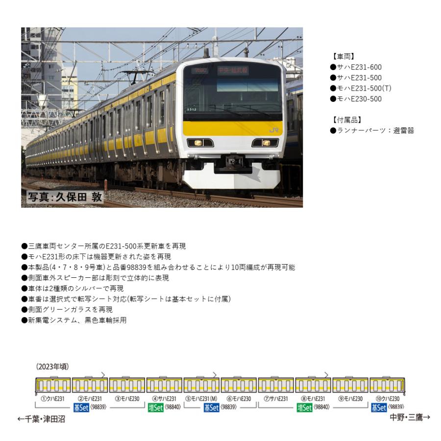 セット販売】No:98839 TOMIX E231-500系(中央・総武線各駅停車・更新