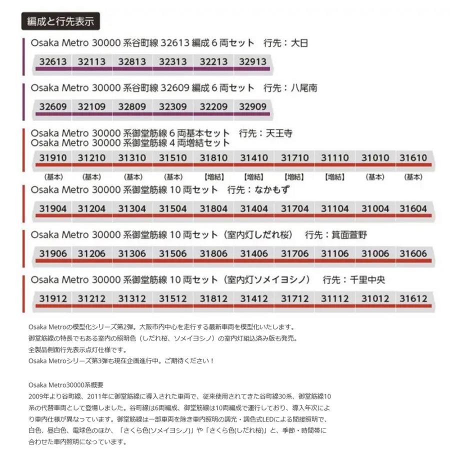 ポポンデッタ No:6077 Osaka Metro30000系谷町線 32613編成6両 ポポンデッタ No:6077 Osaka Metro30000系谷町線 32613編成6両