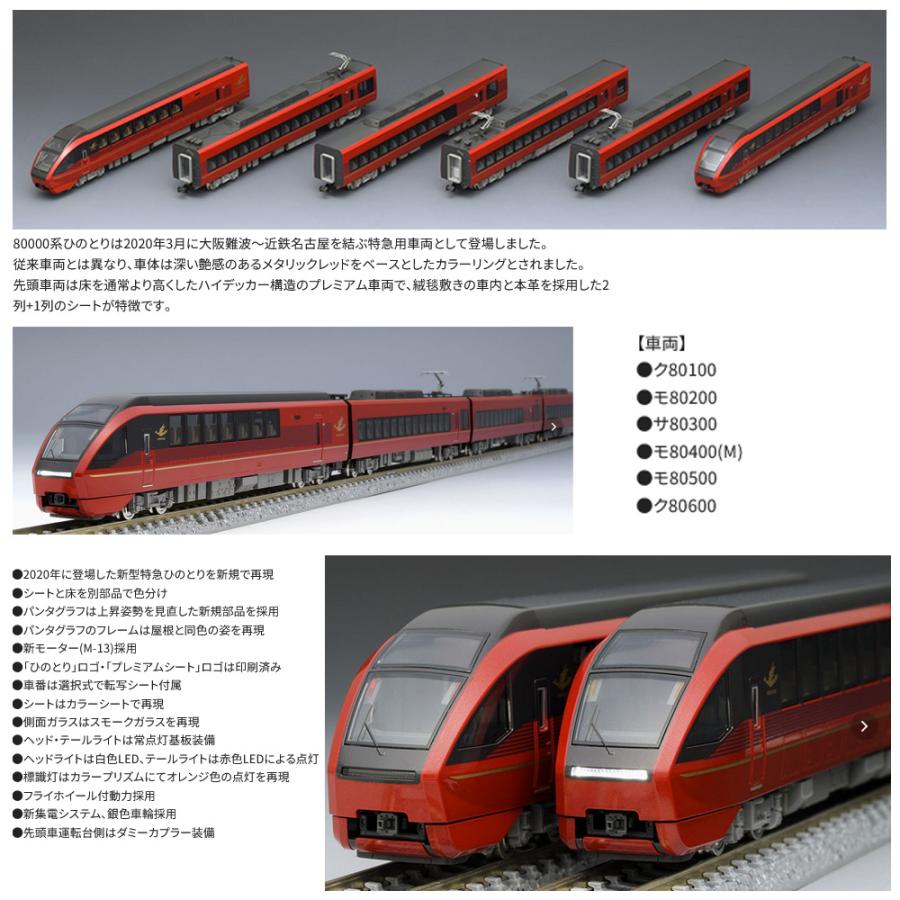 No:98695 TOMIX 近鉄 近畿日本鉄道 80000系(ひのとり・6両編成)セット(6両) 鉄道模型 Nゲージ TOMIX トミックス【予約  2024年9月予定】｜alicemall｜02