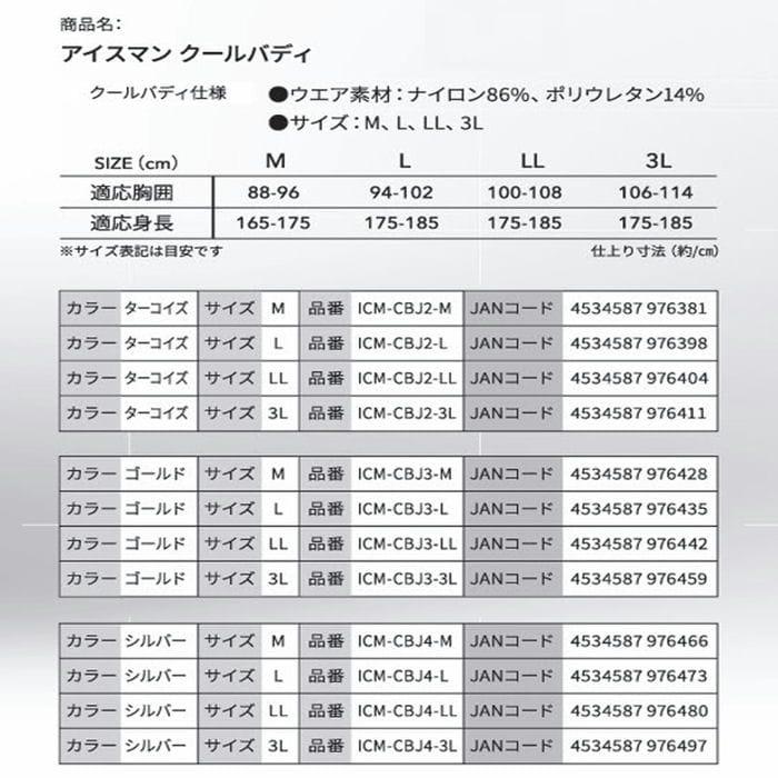 5着 セット ICM-CBJ4-M アイスマン COOLBODY クールバディ インナーシャツ ライン・ロゴシルバー Mサイズ 山真 |  | 04