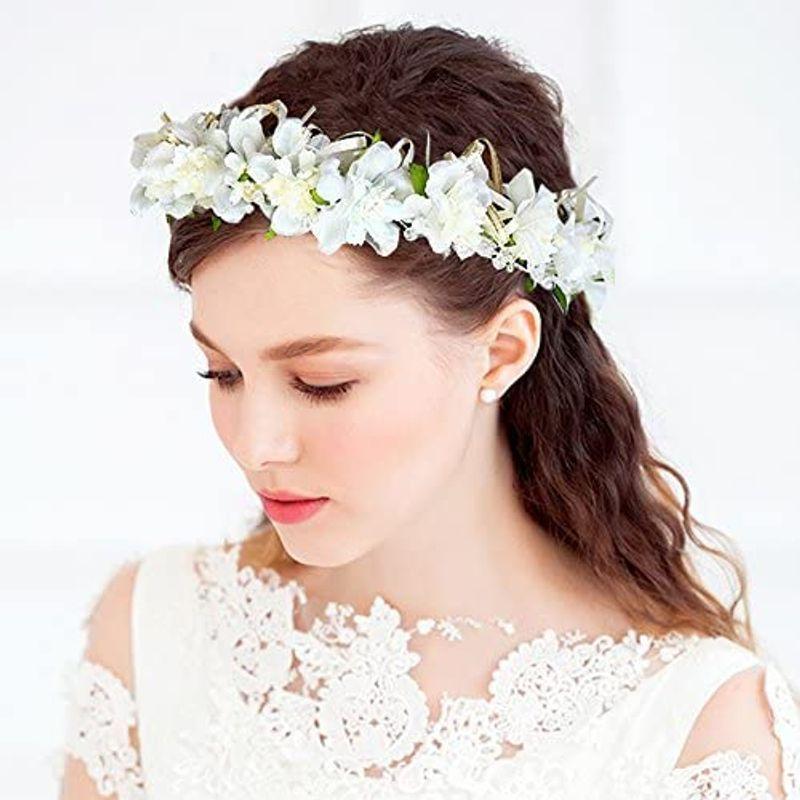 最大63 オフ 花かんむり 花冠 白 ヘッドドレス 髪飾り コサージュ ウエディング ドレス花冠 Fhkan003we Cisama Sc Gov Br