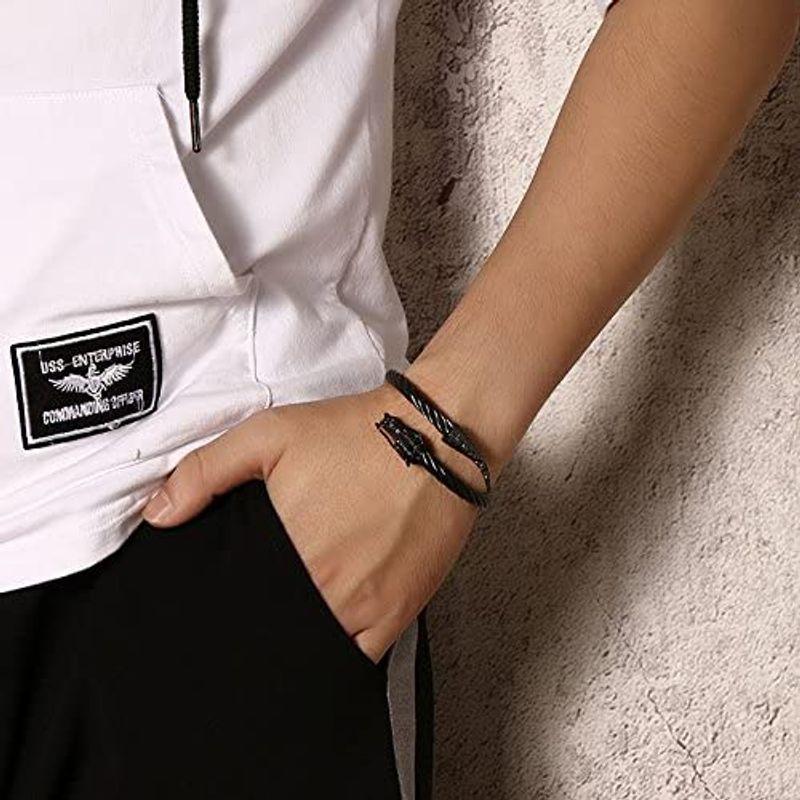 78 Off Aiks ジュエリー ブランド 人気 おしゃれ ワイヤバングル ブレスレット メンズ ブラック ステンレス 竜バングル アンティーク風 Cisama Sc Gov Br