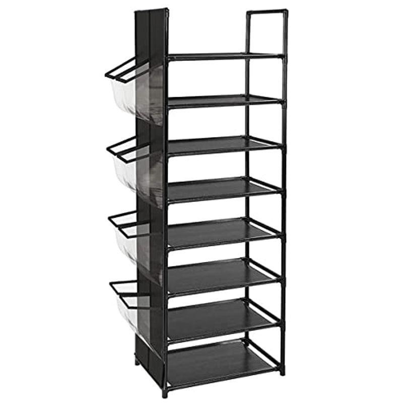 シューズラック 8段 16 足 靴収納 可能 サイドハンギングバッグ付き下駄箱 省スペース玄関収納 おしゃれ 靴入れ 靴棚 オーガナイザ 受賞店