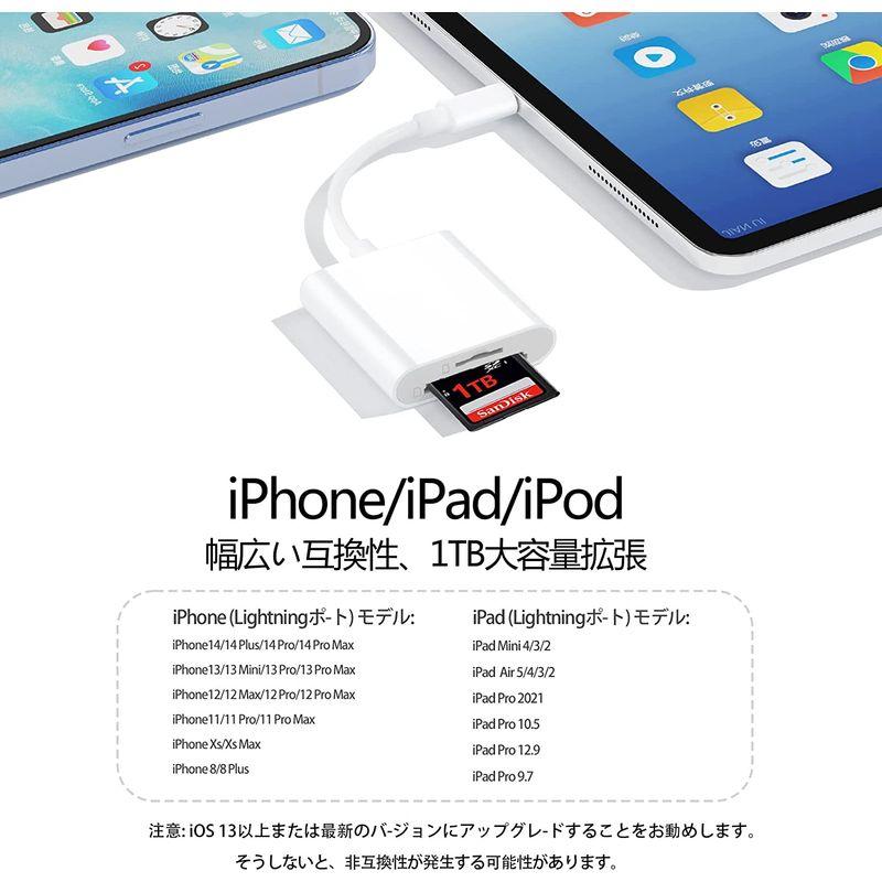 ふるさと割 2023新版Apple MFi認証品iPhone SDカードリーダー 2in1 TF SDカードカメラリーダー 双方向高速データ転送 iPa iPhone iPad 用 SDカード リーダー カメラ データ転送 Apple