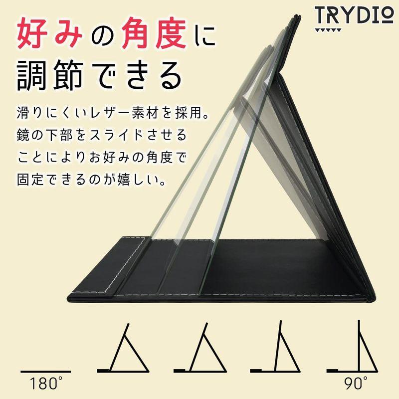 2022春夏新作 TRYDIO 鏡 卓上 メイクミラー スタンド スタンドミラー 卓上鏡 大きめ 化粧鏡 大きい 置き鏡 ミラー 折り畳 スタンド鏡 メイク鏡 ドレッサー、鏡台 スタンドミラー 卓上 大きい 折り畳み 化粧 メイク 角度調整 シンプル 黒