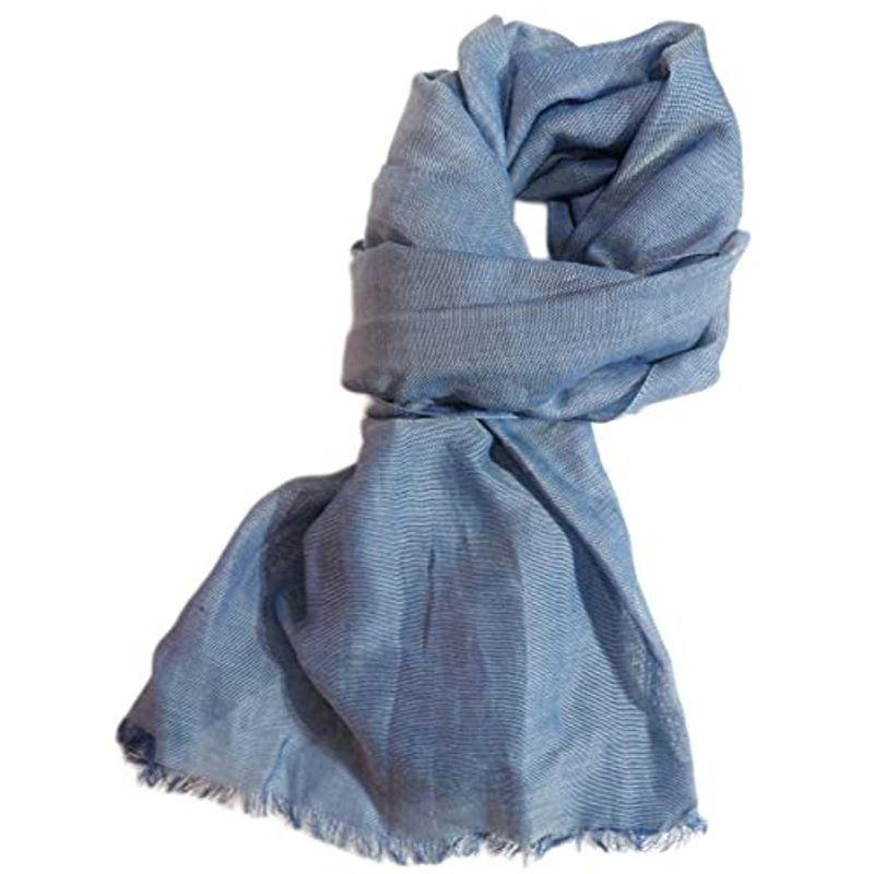 当店人気 送料無料 イタリア製 ストール コットン シルク ソリッド 薄手 メンズ ワッシャー加工 サックスブルー 全日本送料無料 Expressoparaty Com Br